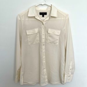 Banana Republic, Sheer White, Size Petite Small